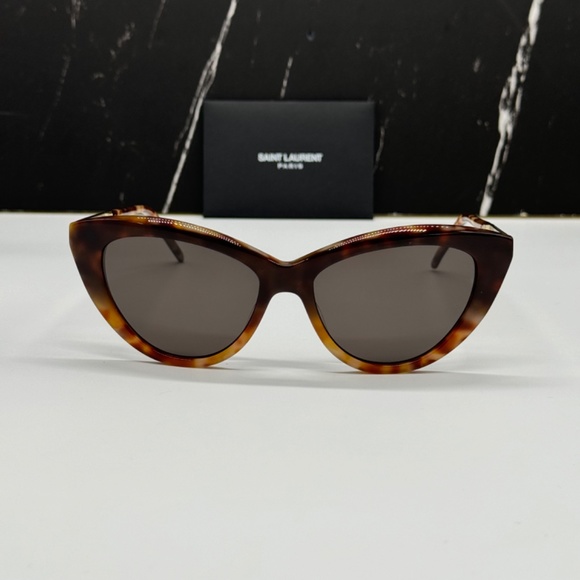 NEW SAINT LAURENT BROWN GREY WOMEN SLM81 SAINT LAURENT SUNGLASSES - Picture 1 of 12